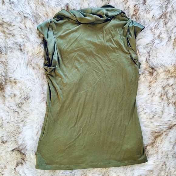 Antonio Melani Olive Green Silk Trim Cowl Neck Top - Picture 6 of 6